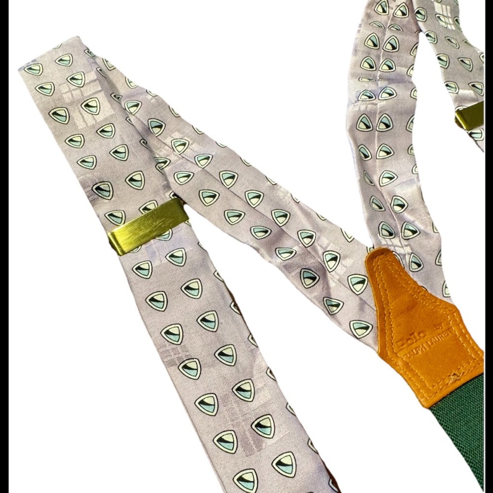 Polo Ralph Lauren Silk and Leather Suspenders Sail Flag Print